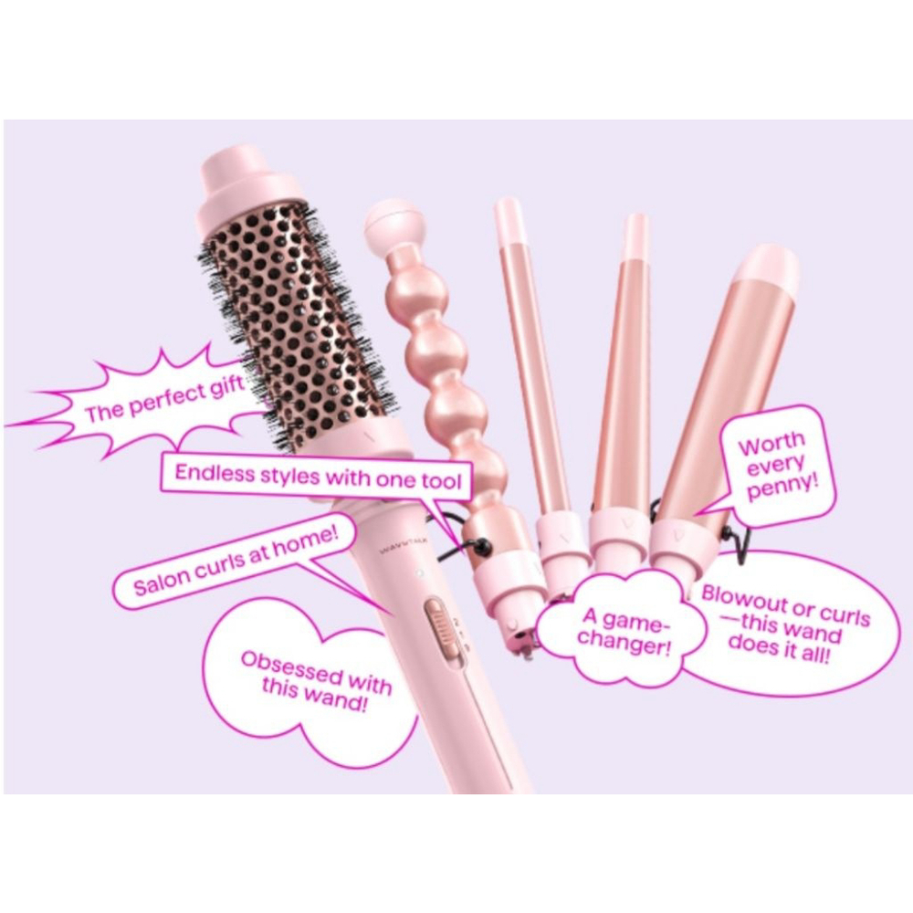 Wavytalk 5 in 1 Curling Iron Wand Set Brush & 4 Interchangeable Ceramic Wands - Picture 2 of 14